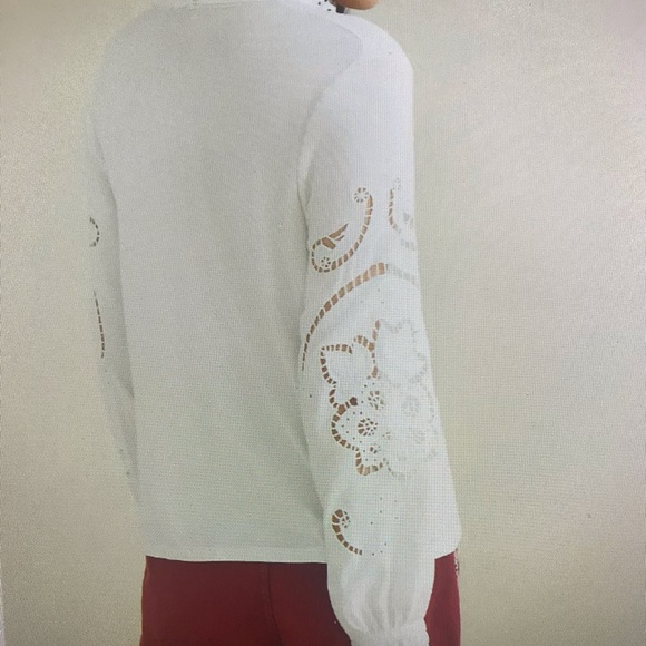 Anthropologie Lace Bow Tie Blouse - XS Petite - Picture 4 of 4